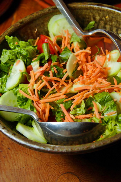 Fresh Salad and Serving Tongs